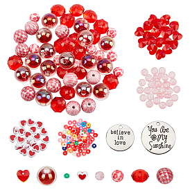 Kit de fabrication de bijoux de bricolage arricraft pour la fête des mères, y compris les perles acryliques, Pendentifs en alliage de style tibétain, charmes de verre