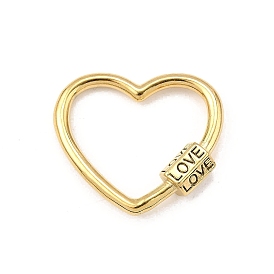 304 брелки из нержавеющей стали, брелоки с винтовым карабином, ионное покрытие (ip), сердце со словом "love"