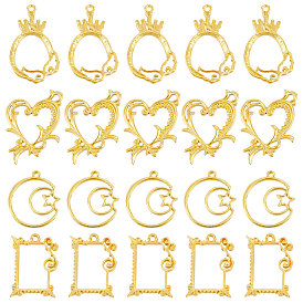 20шт 4 стили сплав эмаль оправы, подвески с открытой рамкой, для diy уф смолы, эпоксидная смола, Прессованные цветочные украшения, сердце и яйцо и плоский круглый, разнообразные