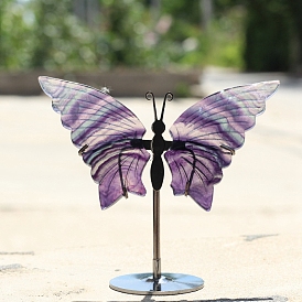 Carved Butterfly Natural Fluorite Display Decoration, for Home Office Decorations