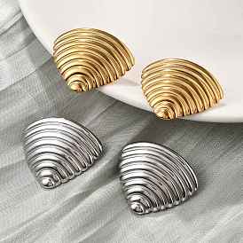 304 женские серьги-гвоздики из нержавеющей стали, треугольная форма раковины