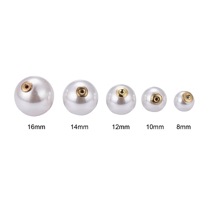 90Pcs 5 Size High Luster Eco-Friendly Plastic Imitation Pearl Ear Nuts, Earring Backs, Grade A, with Aluminum Findings, Round