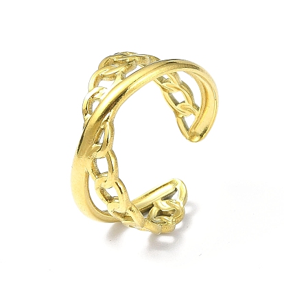 Ion Plating(IP) 304 Stainless Steel Open Cuff Ring, Criss Cross Finger Rings