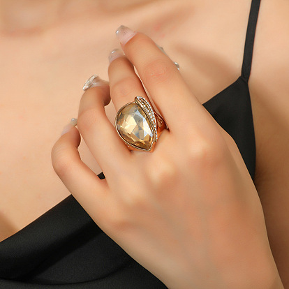Сплав горный хрусталь палец кольца, слеза, золотые