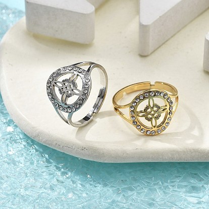 201 из нержавеющей стали Манжета кольца для женщин, с четким кубического циркония, ведьмин узел