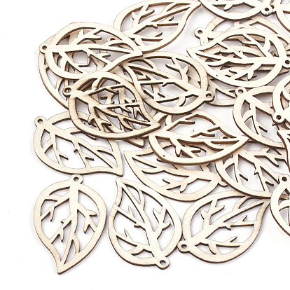 Undyed Wood Pendants, Leaf