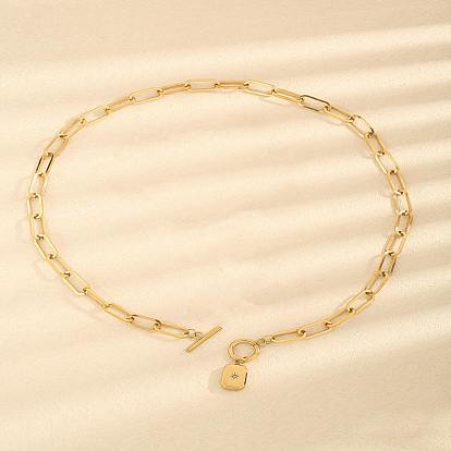 304 Женские подвески из нержавеющей стали с прозрачными кубическими циркониями в форме прямоугольника