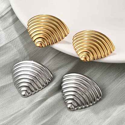 304 женские серьги-гвоздики из нержавеющей стали, треугольная форма раковины