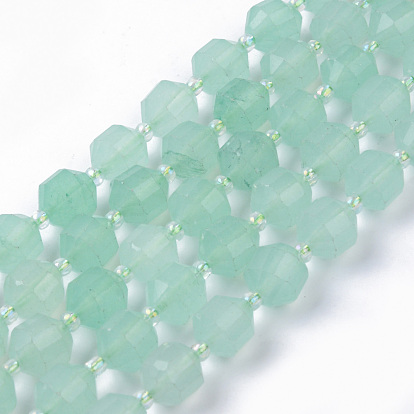 Natural Green Aventurine Beads Strands, Round, Dyed, Faceted