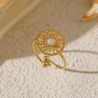 Регулируемые 304 манжеты из нержавеющей стали с открытыми кольцами, плоские круглые с солнцем, с эмалью