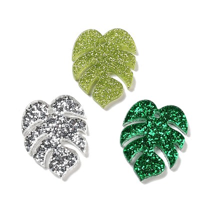 Акриловые подвески, золотой фольгой, подвески из тропических листьев