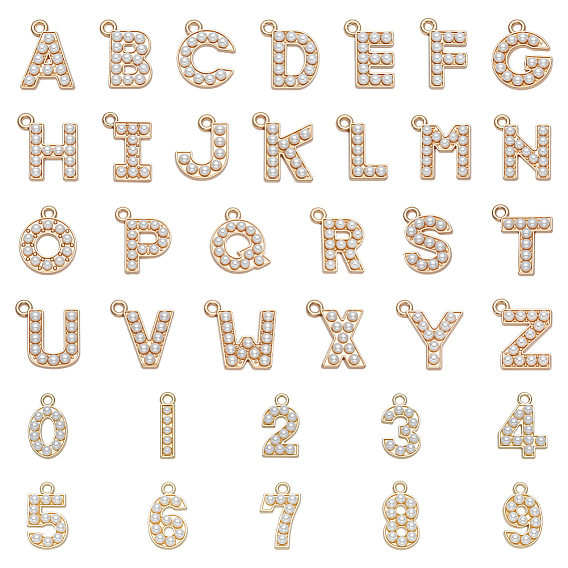 36 шт 36 стили подвески из сплава, с пластиковыми бусинами из искусственного жемчуга