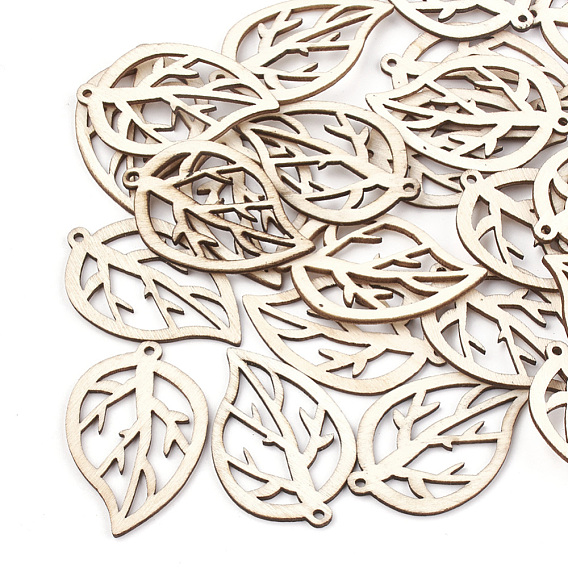 Undyed Wood Pendants, Leaf