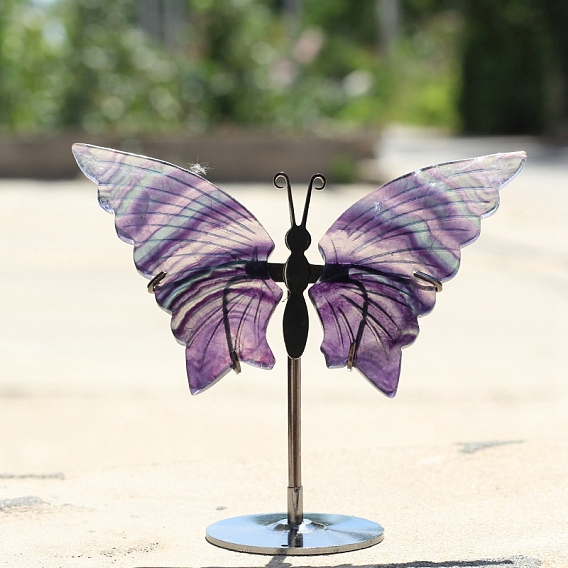 Резная бабочка из натурального флюорита, украшение для витрины, для украшения домашнего офиса