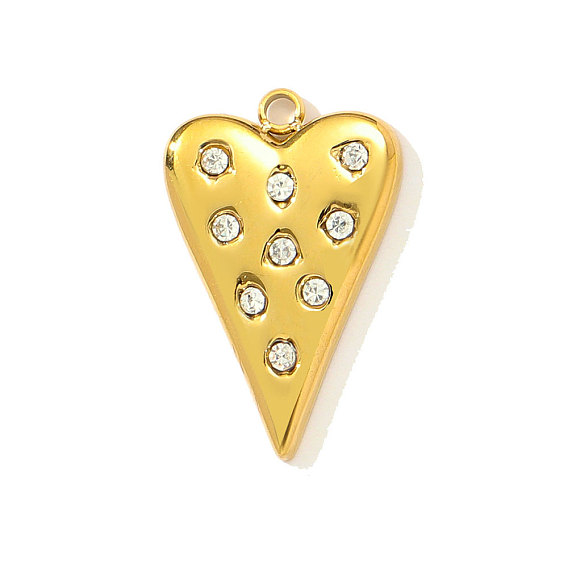 304 из нержавеющей стали горный хрусталь подвески, сердце прелести, ионное покрытие (ip), реальный 18 k позолоченный