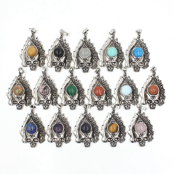 Драгоценный камень большие кулоны, старинные латунные подвески с черепом серебристого цвета