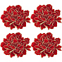 4Pcs Peony Polyester Embroidery Sew On Patches, Cloth Appliques