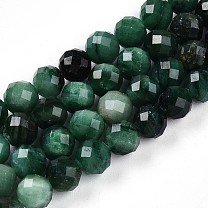 Natural Fuchsite Beads Strands, Round with Faceted