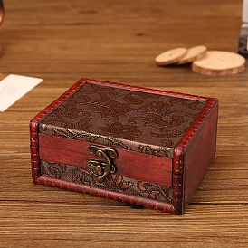 Rectangle Wood & PU Leather Jewelry Boxes, DIY Storage Chest Treasure Case, with Alloy Locking Clasps, for Earrings, Rings, Bracelets, Necklaces