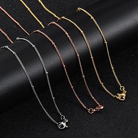 2мм стойка покрытие латунь спутниковая цепь ожерелья для женщин мужчин, без кадмия и без свинца, 901 застежка из нержавеющей стали, долговечный