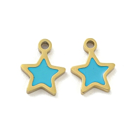 316 Surgical Stainless Steel Enamel Charms, Star Charm, Golden