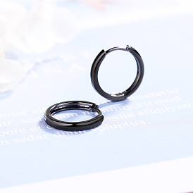 Minimalist Black Glossy Large Circle Ear Clip - Round Ear Stud Ear Cuff for Women