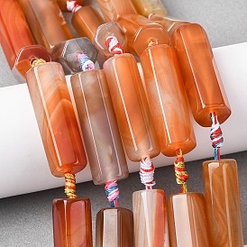 Натуральный красный агат бисер нитей, окрашенная и подогревом, колонка, граненые