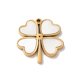 304 Stainless Steel Pave Shell Heart Clover Charms
