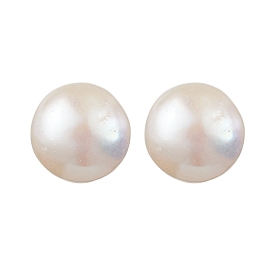 Natural Pearl Ear Studs, with Sterling Silver Findings, Round