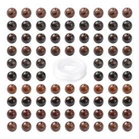 100Pcs 8mm Natural Polychrome Jasper/Picasso Stone/Picasso Jasper Beads, with 10m Elastic Crystal Thread, for DIY Stretch Bracelets Making Kits
