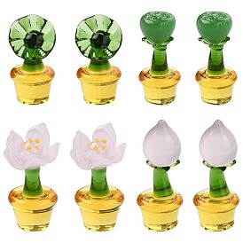 8 шт. 4 стили горшечные растения стеклянные фигурки, для украшения домашнего офиса, разнообразные