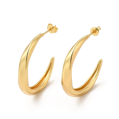 Rack Plating Brass Twist Ring Stud Earrings for Women, Long-Lasting Plated, Cadmium Free & Lead Free