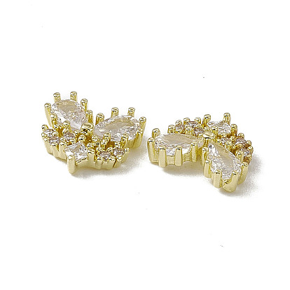 Brass Pave Clear Cubic Zirconia Cabochons, Nail Art Decoration Accessories, with Glass Rhinestone, Mask