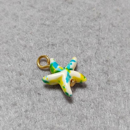 Dyed Synthetic Turquoise Pendants, with Golden Iron Loop