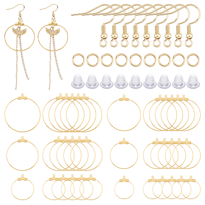 Наборы для поиска сережек своими руками, 304 фурнитура для сережек-колец и крючков из нержавеющей стали