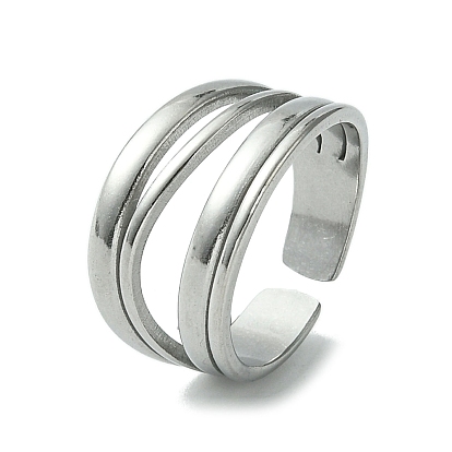 304 brazalete abierto de acero inoxidable, anillo hueco de líneas múltiples