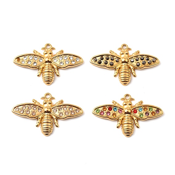 304 из нержавеющей стали горный хрусталь подвески, насекомое, золотые