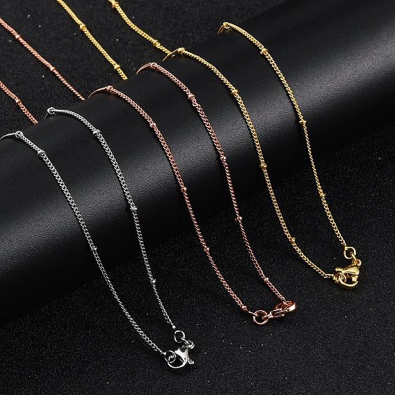 2мм стойка покрытие латунь спутниковая цепь ожерелья для женщин мужчин, без кадмия и без свинца, 901 застежка из нержавеющей стали, долговечный