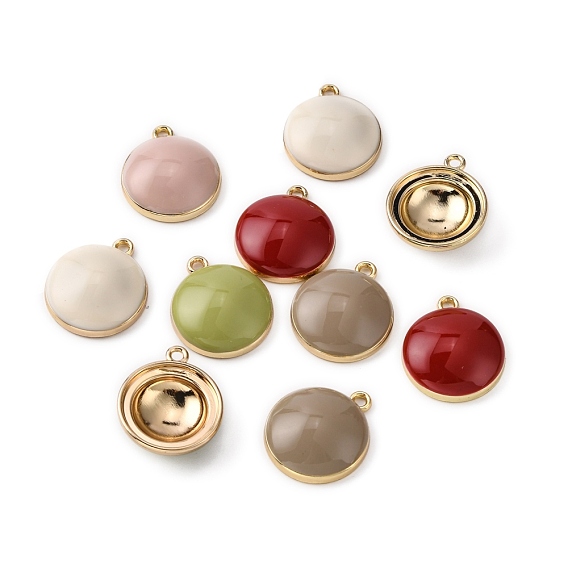 Alloy Pendants, with Enamel, Flat Round
