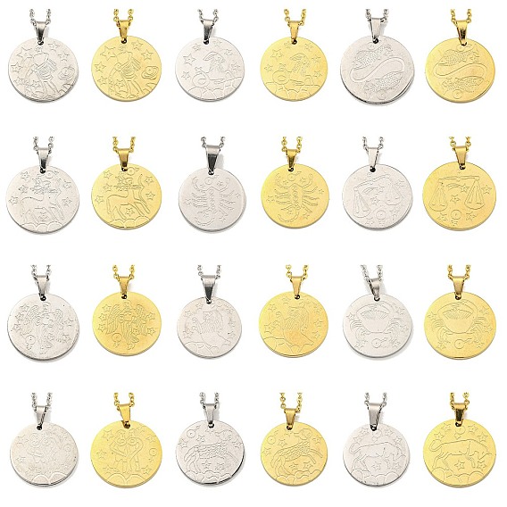 Constellation Pendant Necklaces, 201 Stainless Steel Cable Chain Necklaces
