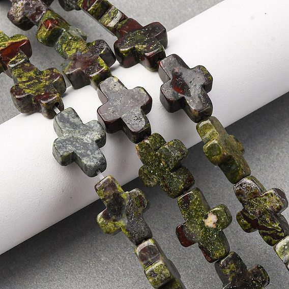 Бисер натуральный дракон крови пряди, крестик