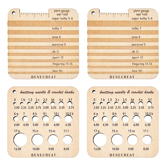 4шт 2 стиль деревянные линейки для вязания, крючок и измерительная спица, квадратный