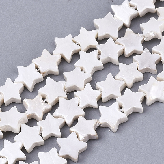 Natural Freshwater Shell Beads Strands, Star