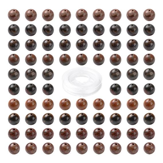 100Pcs 8mm Natural Polychrome Jasper/Picasso Stone/Picasso Jasper Beads, with 10m Elastic Crystal Thread, for DIY Stretch Bracelets Making Kits