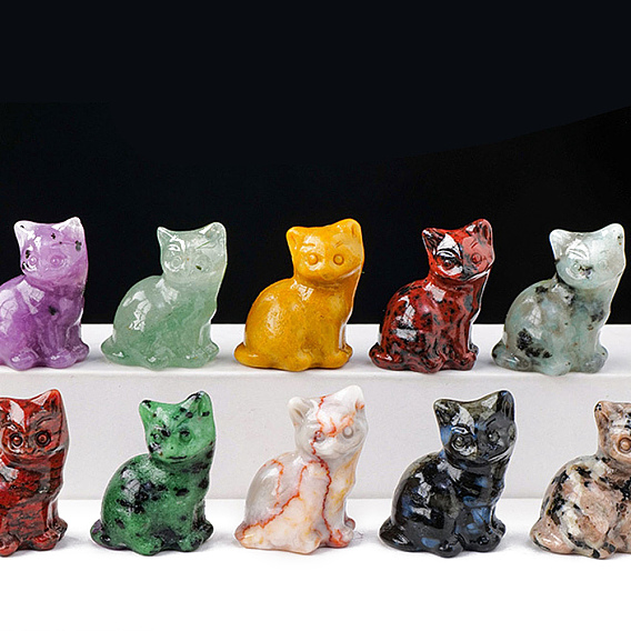 Украшения дисплея скульптуры из натурального драгоценного камня, для домашнего офисного стола, кошка