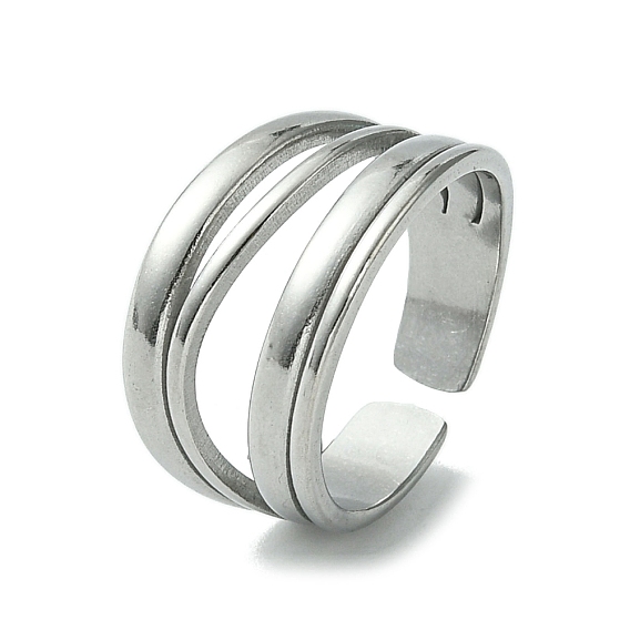 304 anneau de manchette ouvert en acier inoxydable, bague creuse multi lignes