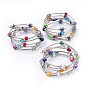 5 Loops Wrap Bracelets, with Faceted Glass Beads, Erose Freshwater Shell Beads, Brass Tube Beads, Iron Spacer Beads and Tibetan Style Alloy Bead Caps