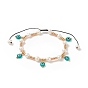 Glass Seed & Natural Pearl Braided Bead Bracelets, Evil Eye Lampwork Charm Bracelet for Women