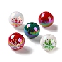 Christmas UV Plating Opaque Acrylic Beads, Iridescent, Round with Snowflake Pattern