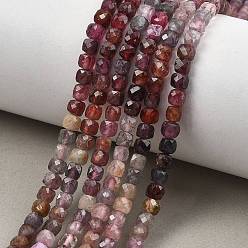 Brins de perles de spinelle multicolores naturelles, facette, cube